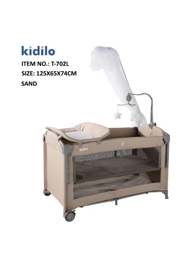 Kidilo Baby Playpen Bedside Crib Co Sleeping crib Drop side bed travel cot drop side different levels with  Anti-Mosquito net and toys code(T702L ) - Image 2