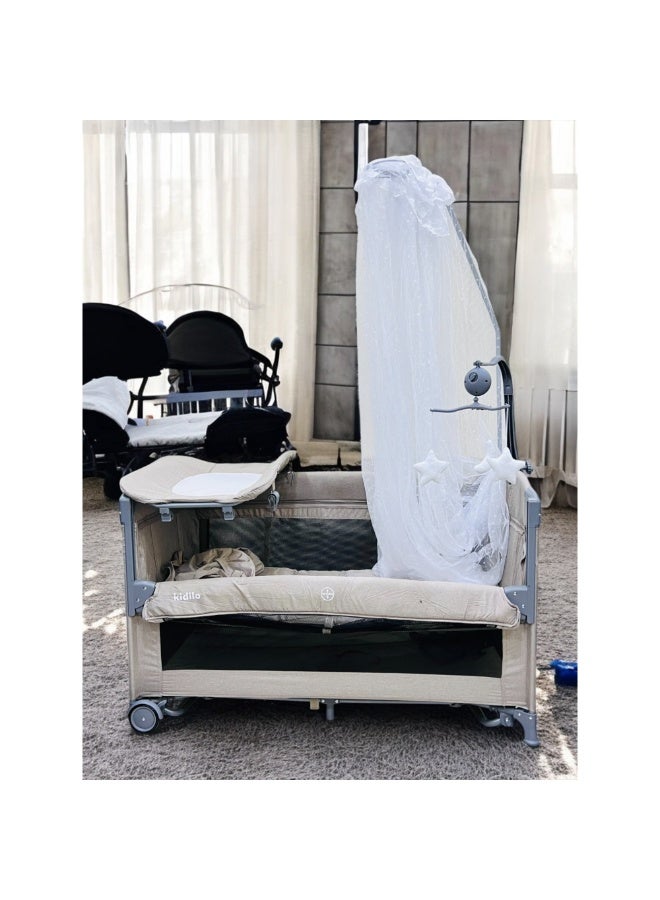 Kidilo Baby Playpen Bedside Crib Co Sleeping crib Drop side bed travel cot drop side different levels with  Anti-Mosquito net and toys code(T702L ) - Image 5