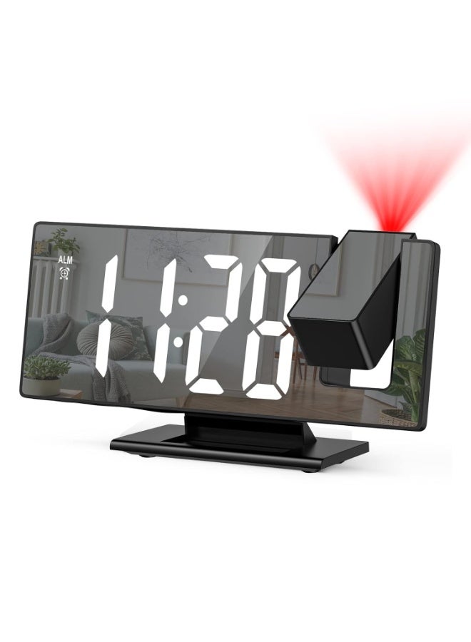 كيلا ساعة منبه إسقاطية، ساعة رقمية بشاشة عرض مرآة 7.8 بوصة مع 3 مستويات سطوع، ساعة منبه لغرفة النوم مع غفوة، شاحن USB، 12/24 ساعة، 3 أوضاع تنبيه، ساعة بجانب السرير للنوم الثقيل - Image 1