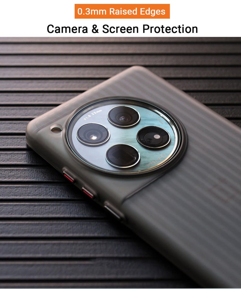 Kapa Wave Frosted Grip Back Cover for OnePlus 12R | Ultra Slim [with Metal Buttons] Matte Finish Back Case (Grey) - Image 3