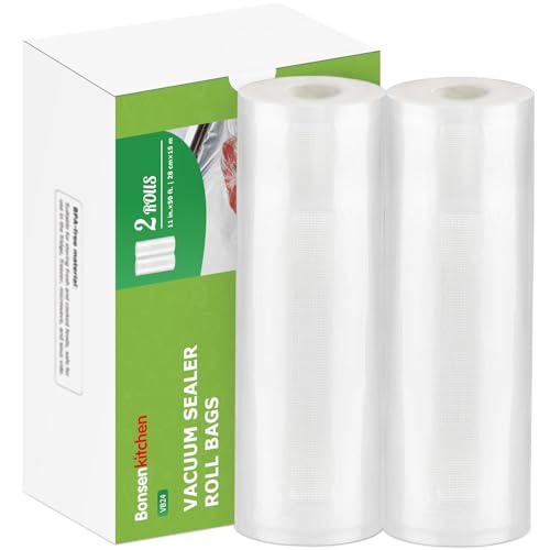Bonsenkitchen Vacuum Sealer Bags Rolls 11 in x 50 ft Rolls 2 pack Durable Food Sealer Bags Commercial Grade Heavy Duty BPA Free Seal a Meal Great for Food Storage  Sous Vide Cooking VB24