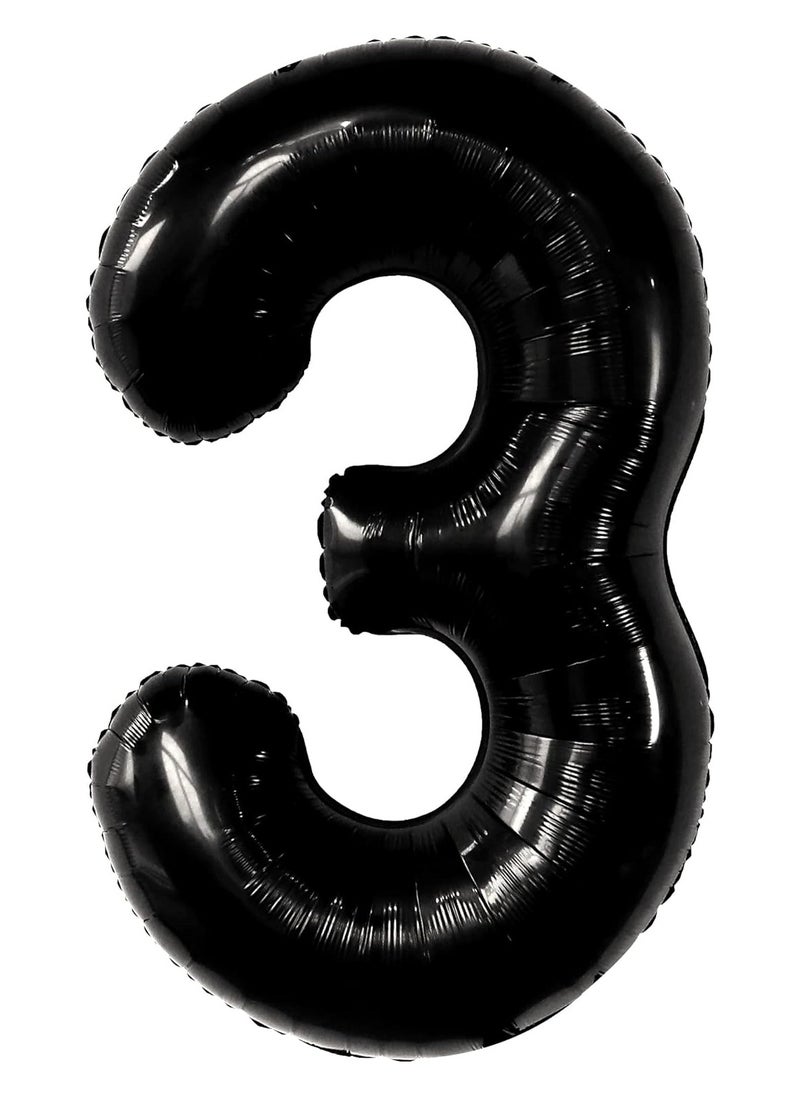 KATCHON Black Number 3 Balloon for 3rd Birthday or Anniversary Decorations  - Image 1