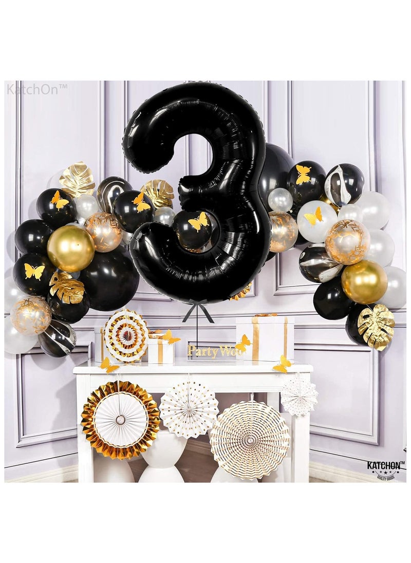 KATCHON Black Number 3 Balloon for 3rd Birthday or Anniversary Decorations  - Image 3
