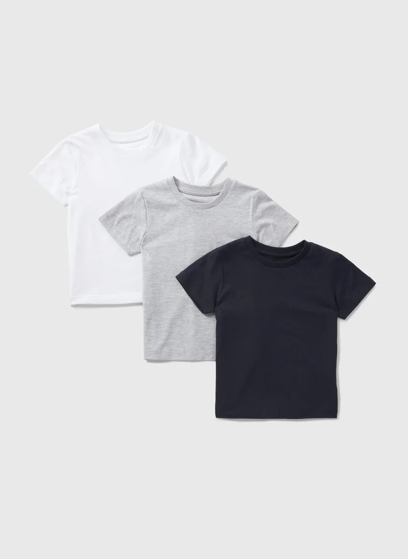 Matalan 3 Pack Boys Monochrome T-Shirts