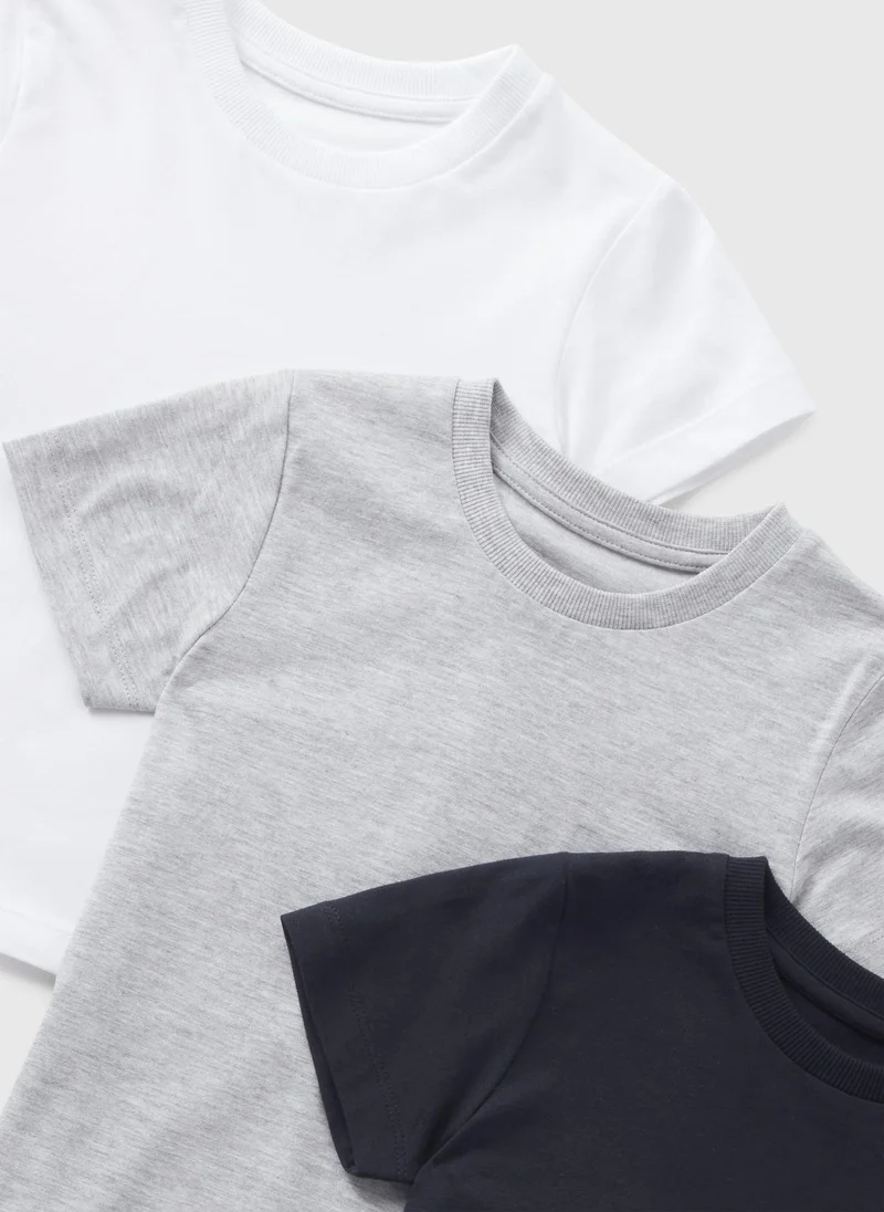 Matalan 3 Pack Boys Monochrome T-Shirts