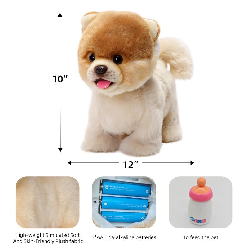 CU-MATE CUMATE Interactive Dog Stuffed Animal Electronic Plush Pomeranian Simulation Puppy Realistic Toy LikeReal Robotic Nodding Barking Wagging Tail Present Pet for Toddler Boys - Image 3