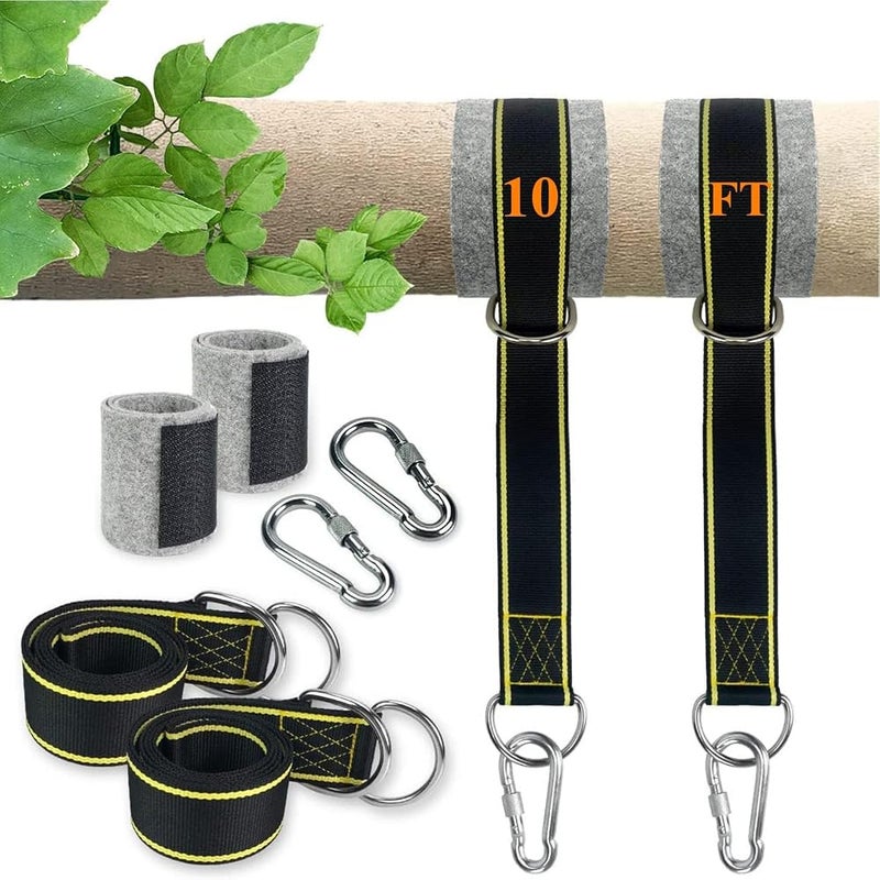 Bukela Tree Swing Straps, 10 Feet Extra Long Swing Straps, Holds 1800 lbs, with Safer Lock Snap Carabiner Hooks, Perfect for Tree Swing & Hammocks(Black) - Image 1