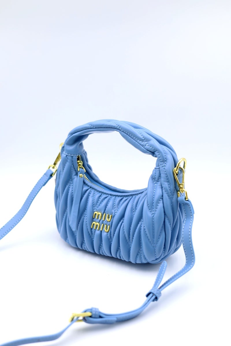 Miu Miu MIU Wander nappa leather hobo Shoulder Bag With Crossbody Strap Zip Closure  - Image 3