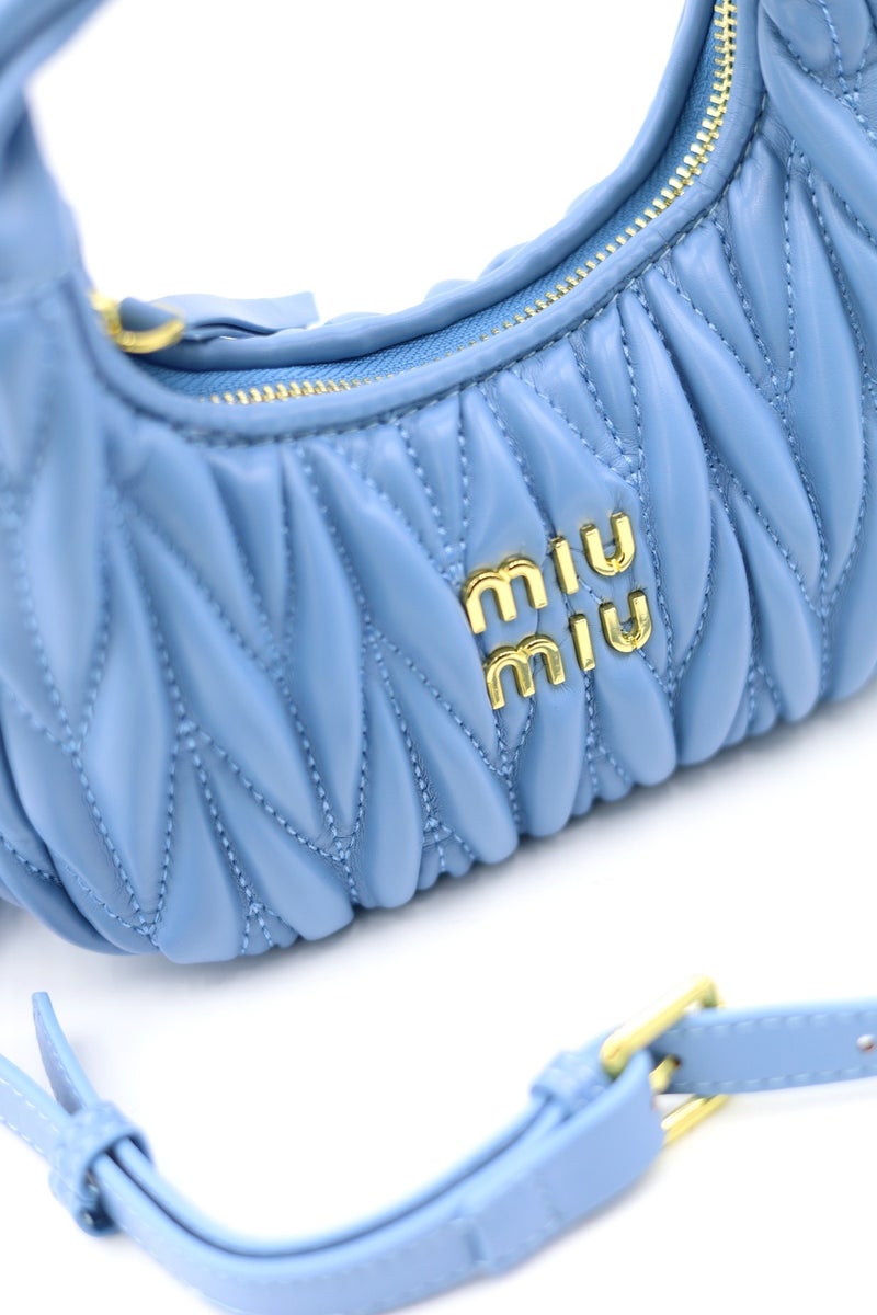 Miu Miu MIU Wander nappa leather hobo Shoulder Bag With Crossbody Strap Zip Closure  - Image 4