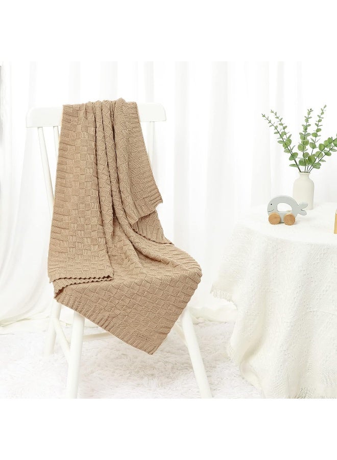 LAWKUL Baby Blankets Knit Cable Babe Blanket Soft Airy Newborn Infant Receiving Swaddling Beige Neutral Crib Stroller 40"x30" - Image 5