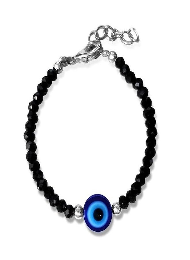 De-Autocare JAA0021 Black Crystal Beads/Stone Single Evil Eye Toddlers/Kids Nazariya Foot/Leg Payal Chain Anklets/Bracelet For 1 Years To 5 Years New Born Baby Boys & Girls - Image 1