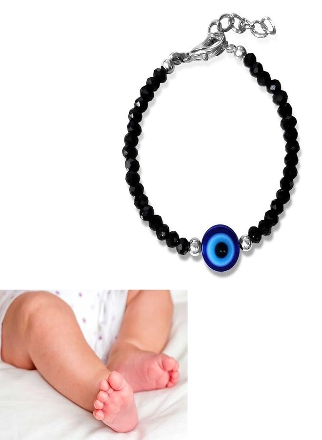 De-Autocare JAA0021 Black Crystal Beads/Stone Single Evil Eye Toddlers/Kids Nazariya Foot/Leg Payal Chain Anklets/Bracelet For 1 Years To 5 Years New Born Baby Boys & Girls - Image 2