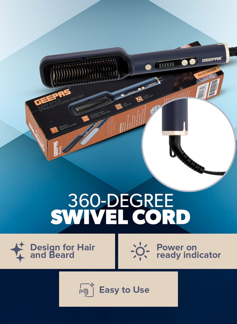 GEEPAS Hair Straightening Brush Smooth and Comb-Like Design for Hairs and Beard, Perfect For Salon and At Home Styling - Image 4