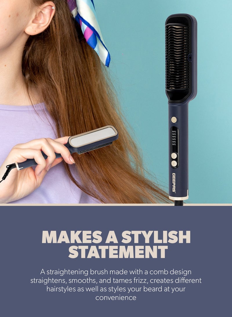 GEEPAS Hair Straightening Brush Smooth and Comb-Like Design for Hairs and Beard, Perfect For Salon and At Home Styling - Image 2