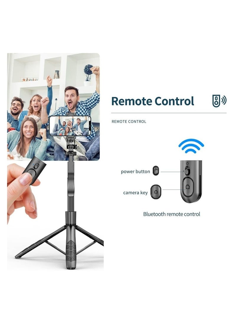 Generic - Selfie Stick With Light Extendable To 160cm Selfie Stick Tripod With Bluetooth Wireless Remote Phone Holder (L16 Black Light) - Image 1