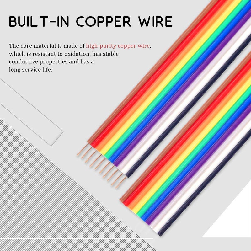 Hilitchi 16ft/5m 10 Wire Rainbow Color Flat Ribbon IDC Wire Cable - Image 4