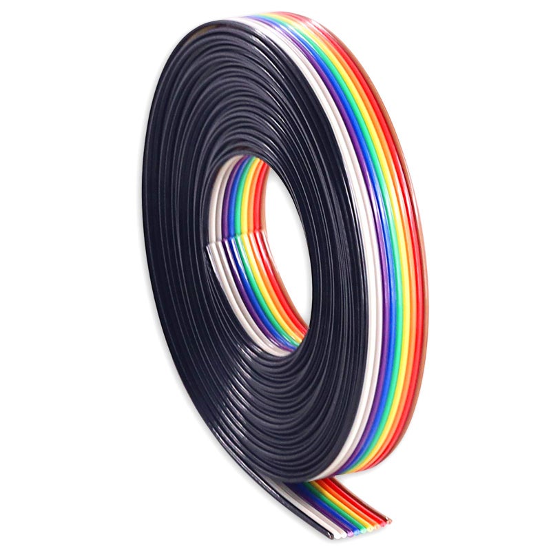 Hilitchi 16ft/5m 10 Wire Rainbow Color Flat Ribbon IDC Wire Cable - Image 1