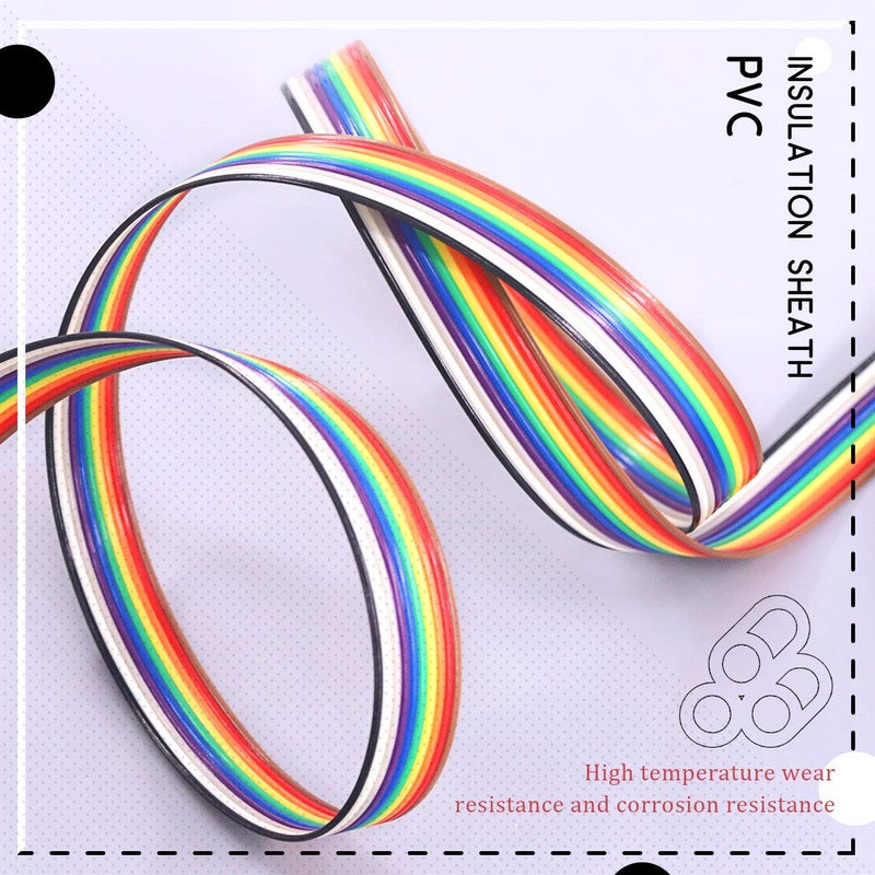Hilitchi 16ft/5m 10 Wire Rainbow Color Flat Ribbon IDC Wire Cable - Image 3