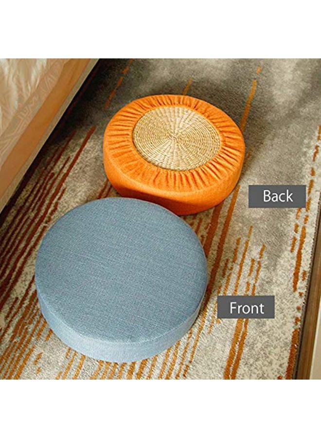 Kelendle Round Floor Pillow Cover Tatami Floor Cushion Cover Straw Japanese Futon Cover Meditation Seating Ottoman Throw Cover Protector for Living Room Indoor Outdoor Peacock Blue,19.69 inches - Image 4