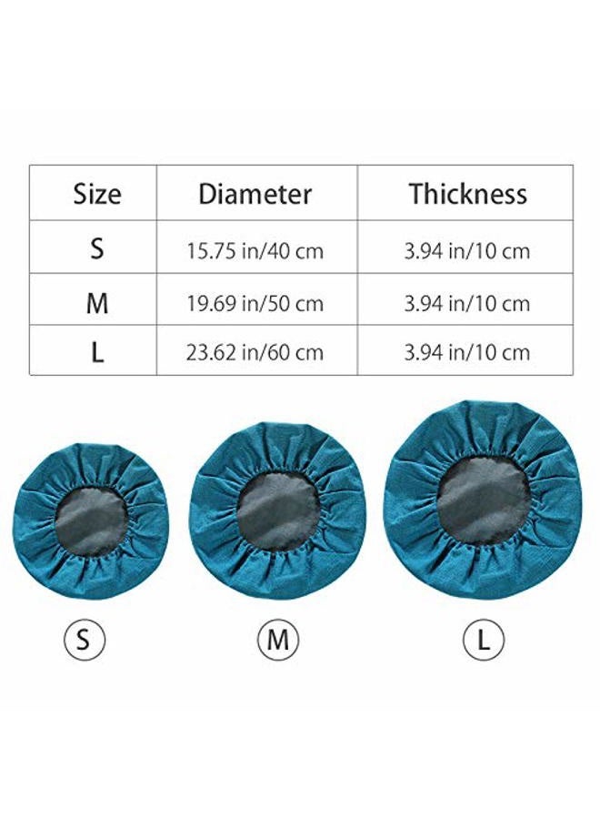 Kelendle Round Floor Pillow Cover Tatami Floor Cushion Cover Straw Japanese Futon Cover Meditation Seating Ottoman Throw Cover Protector for Living Room Indoor Outdoor Peacock Blue,19.69 inches - Image 2