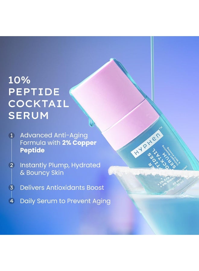 Hyphen 10% Power Peptide Cocktail Serum with 2% Copper Peptide Serum| Advanced Anti-Aging Formula | Reduces Fine Lines & Wrinkles | Glowing Skin | Face Serum For Men & Women | All Skin Types - 30ml - Image 3