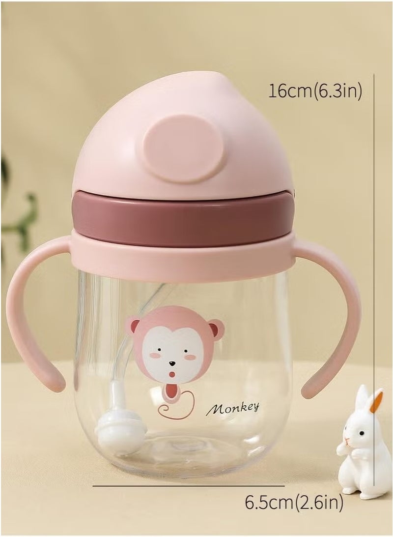 Gonice 250ml Baby Training Cup With Handle Water Bottle,Soft Spout Learner Cup,Baby Sippy Cups Anti-Drop Material(Pink) - Image 3