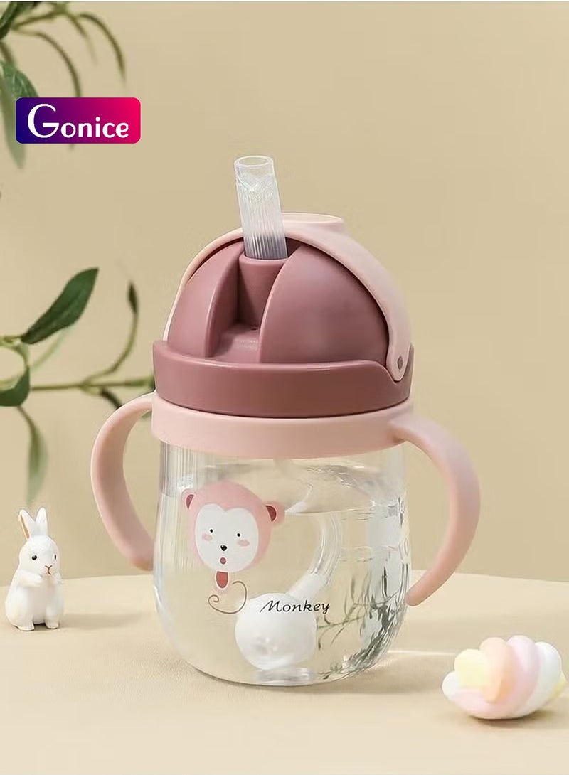 Gonice 250ml Baby Training Cup With Handle Water Bottle,Soft Spout Learner Cup,Baby Sippy Cups Anti-Drop Material(Pink) - Image 1