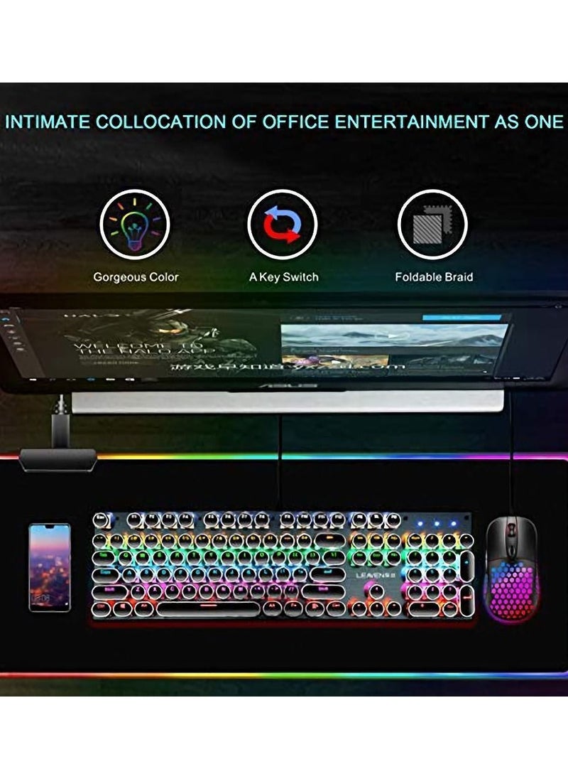 Y&D - RGB Gaming Big Mouse Pad, with 14 Lighting Modes 2 Brightness Levels Large Extended Soft Led Pad Computer Keyboard Mousepads Mat 800 x 300mm, 31.5×11.8 inches - Image 1