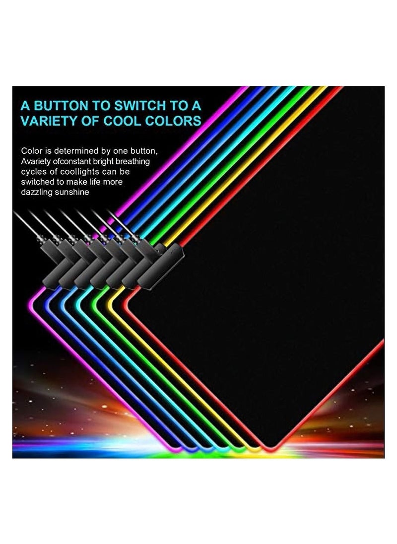 Y&D - RGB Gaming Big Mouse Pad, with 14 Lighting Modes 2 Brightness Levels Large Extended Soft Led Pad Computer Keyboard Mousepads Mat 800 x 300mm, 31.5×11.8 inches - Image 1