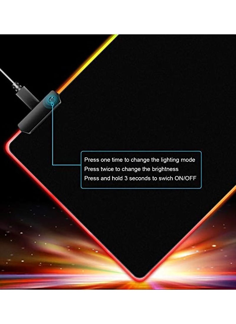 Y&D - RGB Gaming Big Mouse Pad, with 14 Lighting Modes 2 Brightness Levels Large Extended Soft Led Pad Computer Keyboard Mousepads Mat 800 x 300mm, 31.5×11.8 inches - Image 1