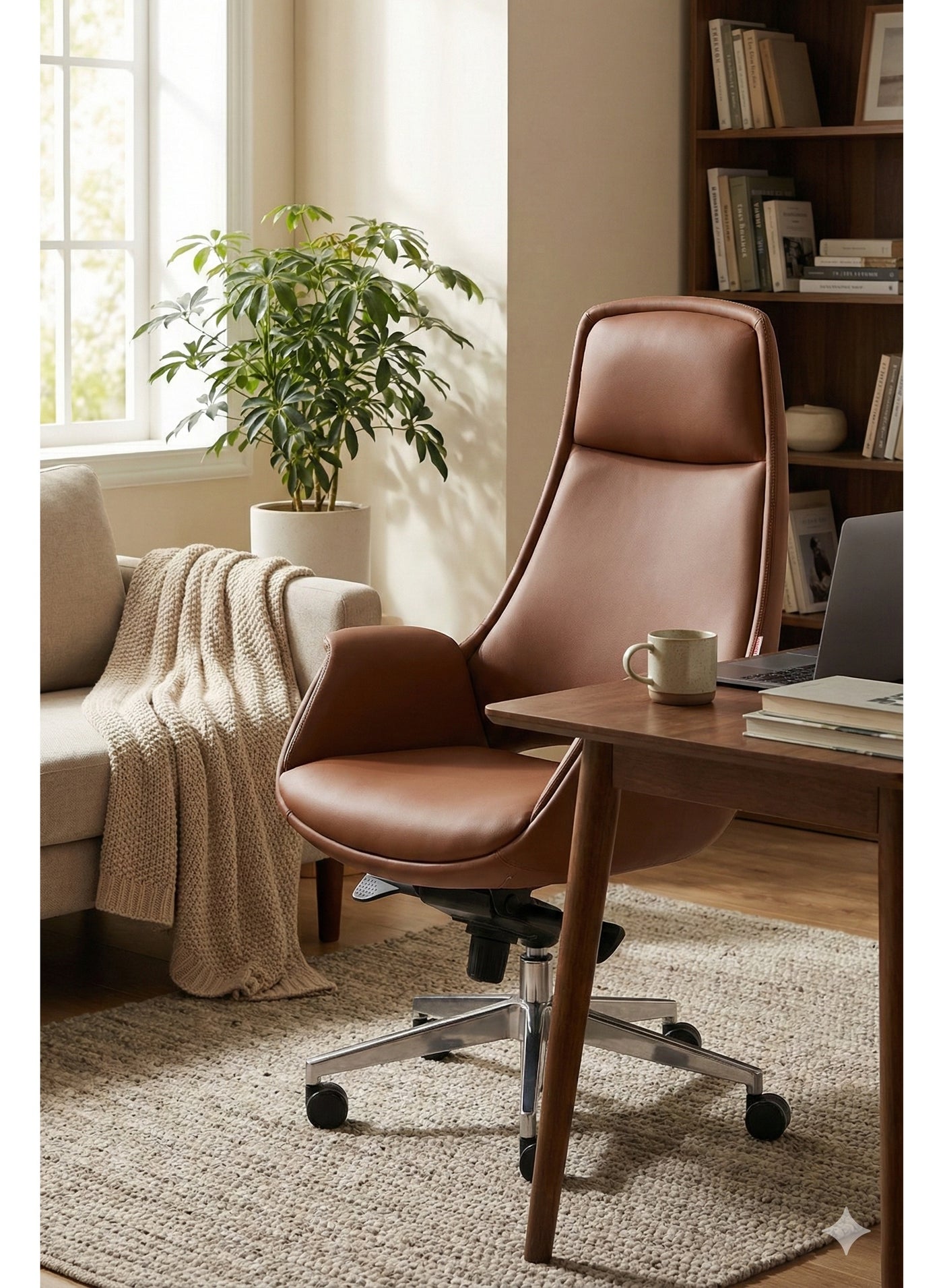 Skyland Executive Office Chair – Ergonomic High Back, Adjustable Height & Tilt, Luxury PU Leather with Soft Armrests, Premium Swivel Chair for Home & Office