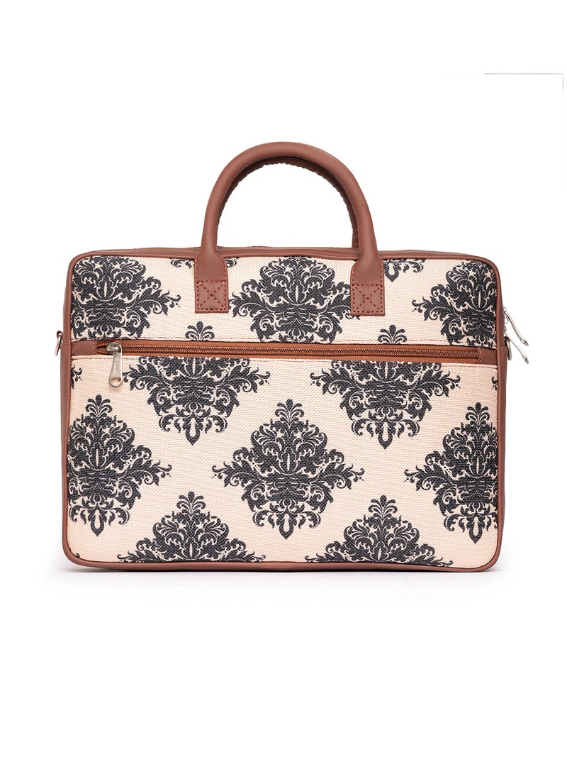ZOUK Laptop Bag for Women Ideal for 15.6 inch Laptop, MacBook - Vegan Leather Office Bags for Ladies with Detachable Shoulder Strap (Mughal Motif) - Image 4