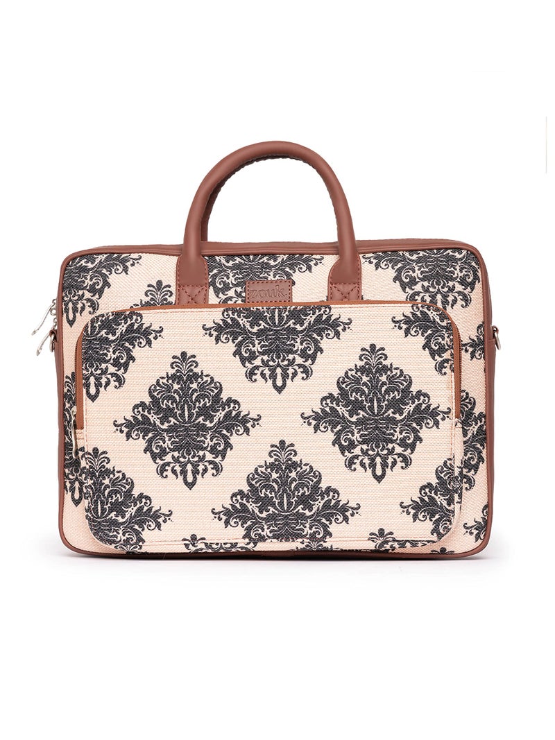 ZOUK Laptop Bag for Women Ideal for 15.6 inch Laptop, MacBook - Vegan Leather Office Bags for Ladies with Detachable Shoulder Strap (Mughal Motif) - Image 3