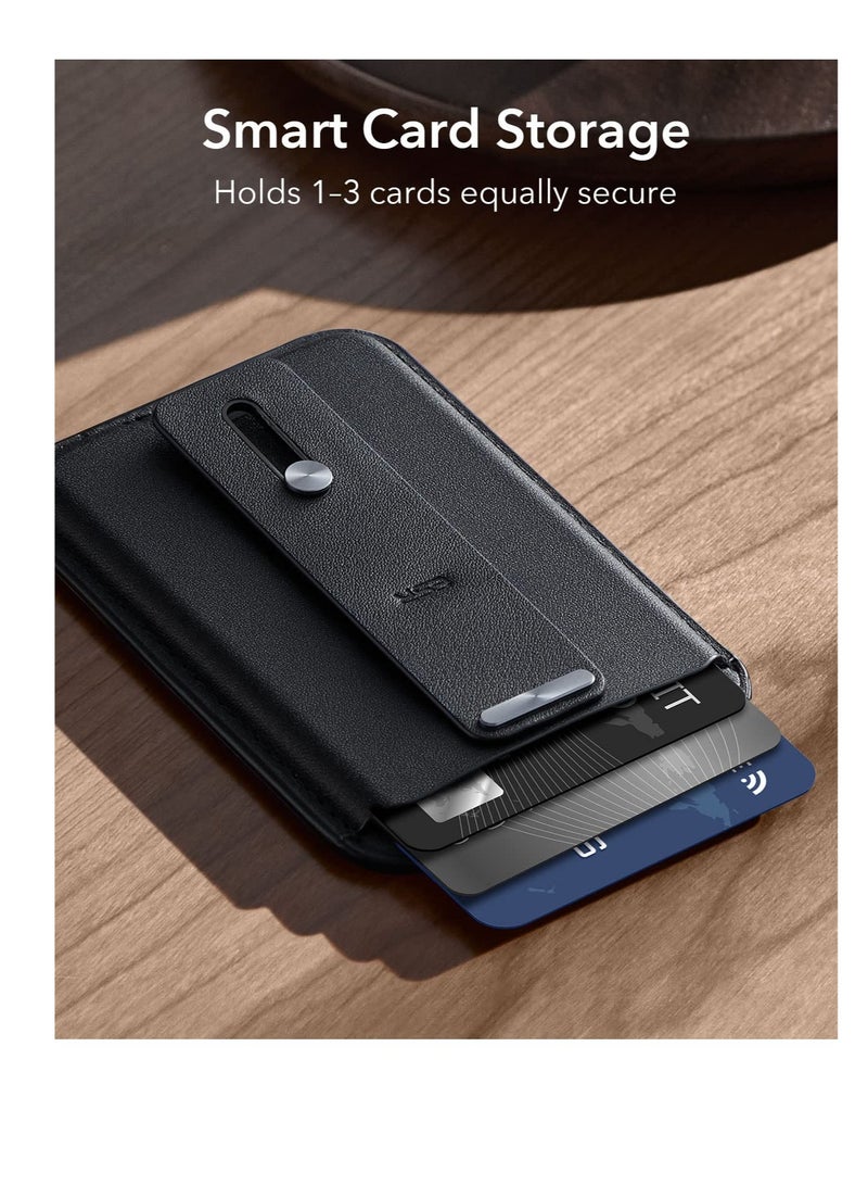 Excefore for MagSafe Wallet, Magnetic Wallet, Magnetic Card Wallet Holder, with Secure-Grip Finger Loop, 3-Card Holder, Vegan Leather, for Apple 15-12 Series, Not for 13/12 Mini (Black) - Image 3