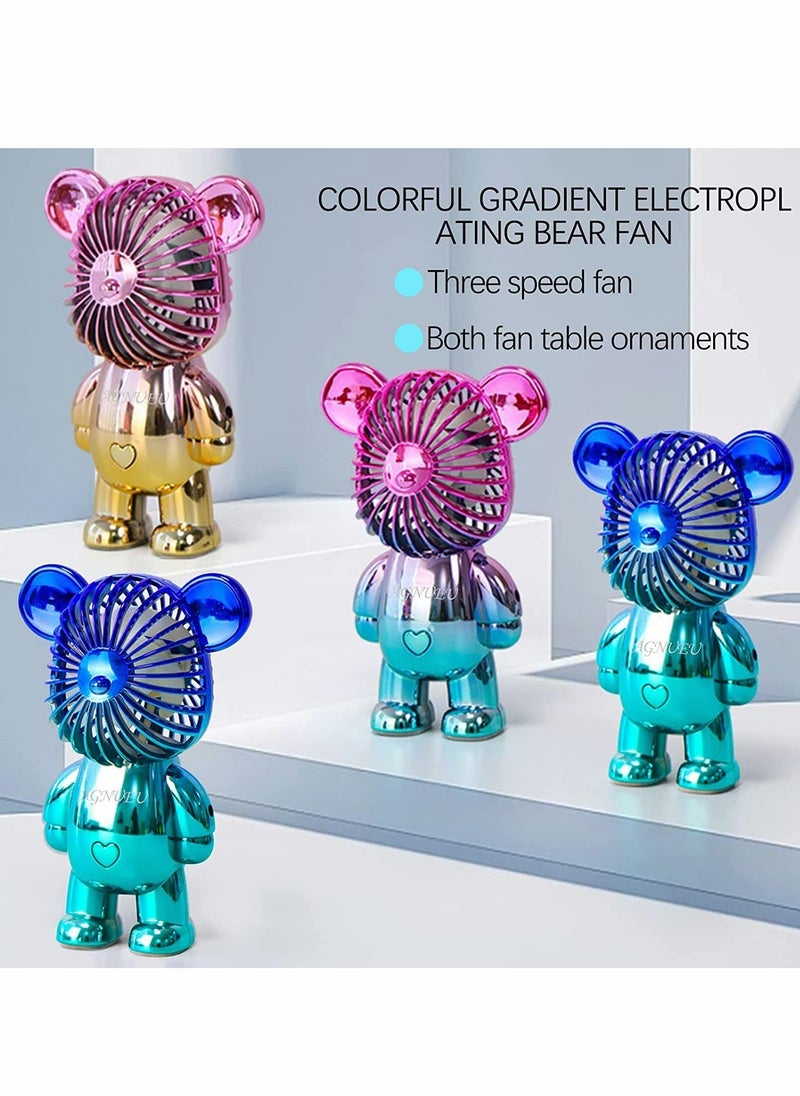 Generic Handheld Fan Portable Fan Mini Hand Held Fan with USB Rechargeable Battery 3 Speed Personal Desk Table Fan with Base Handheld Fan for Outdoor Travelling or Indoor Office Home Green  - Image 4