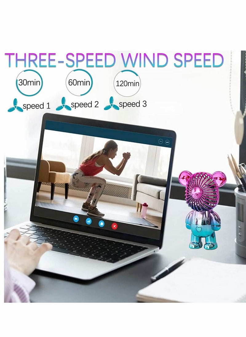 Generic Handheld Fan Portable Fan Mini Hand Held Fan with USB Rechargeable Battery 3 Speed Personal Desk Table Fan with Base Handheld Fan for Outdoor Travelling or Indoor Office Home Green  - Image 3