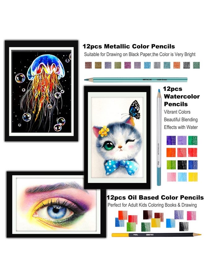 KALOUR 76Pc Art Supply Set - Sketching & Drawing Kit With Tutorial Book, Sketchbook & Paper - Pencils, Pastels, Watercolors For Beginner Artists - Image 4