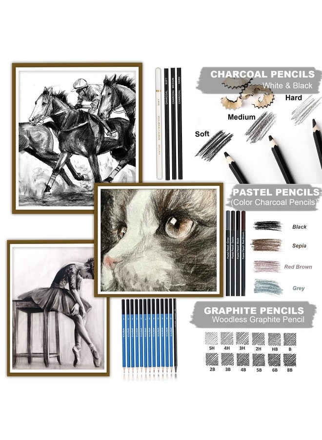 KALOUR 76Pc Art Supply Set - Sketching & Drawing Kit With Tutorial Book, Sketchbook & Paper - Pencils, Pastels, Watercolors For Beginner Artists - Image 5