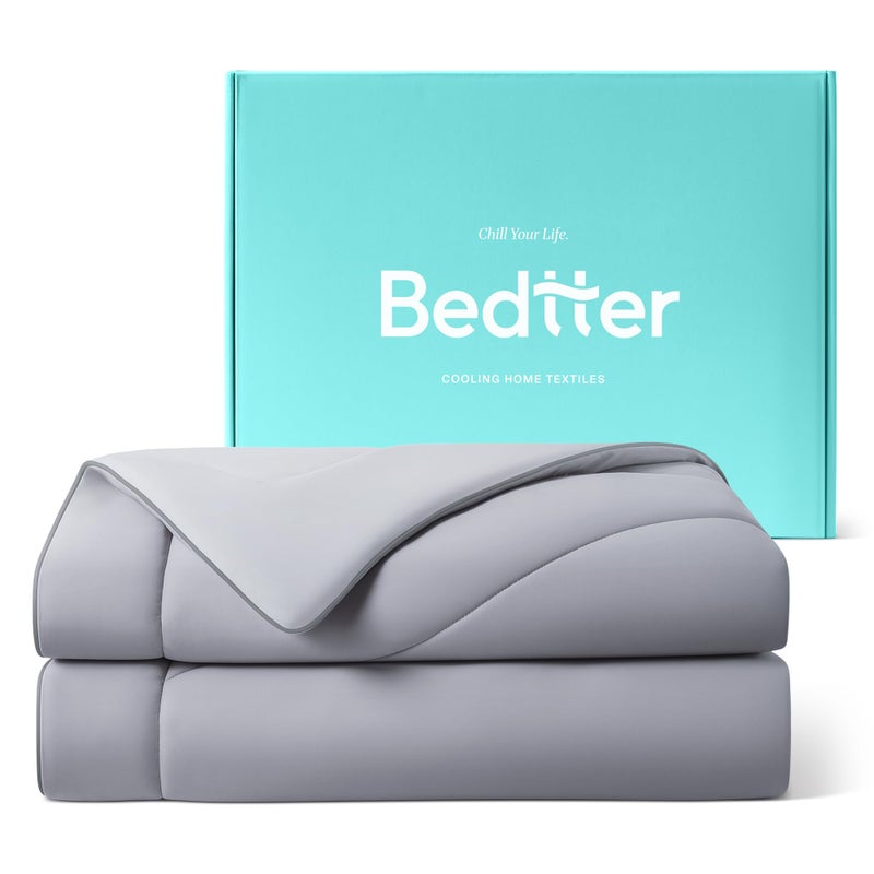 BedtterÂ® Luxe Cooling Comforter King, Cooling Blanket for Hot Sleepers, Q-Max>0.46 Sorona and Tencel Filling, Double-Sided Cold Breathable Lightweight Blanket, 106"x90", Gray - Image 1