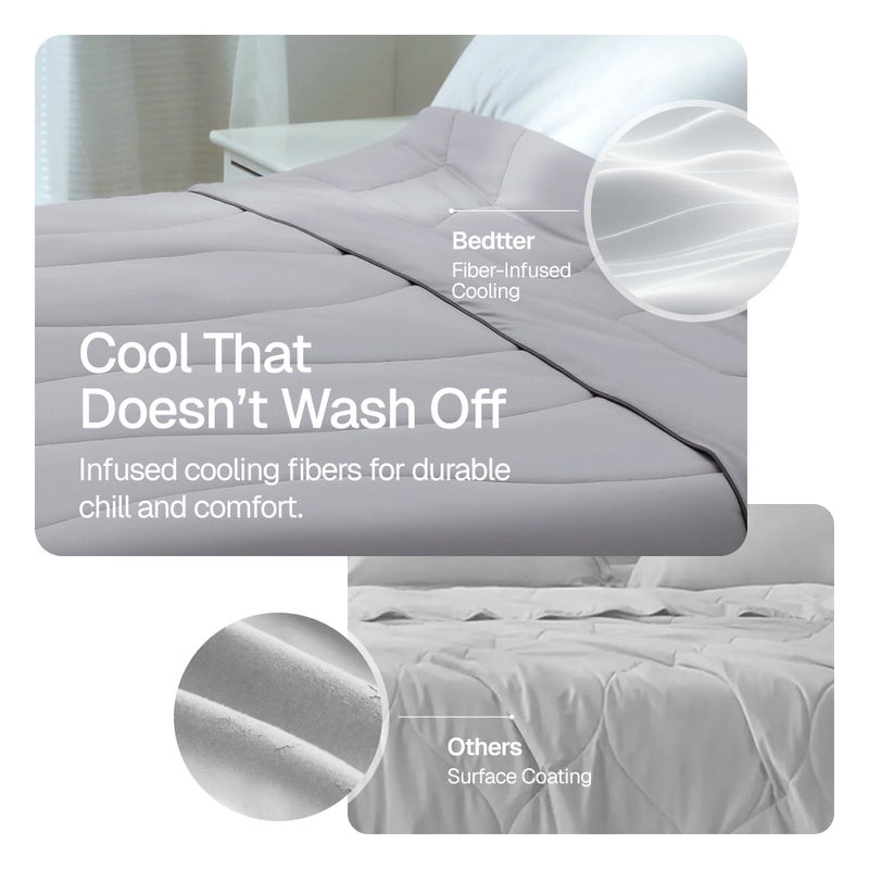 BedtterÂ® Luxe Cooling Comforter King, Cooling Blanket for Hot Sleepers, Q-Max>0.46 Sorona and Tencel Filling, Double-Sided Cold Breathable Lightweight Blanket, 106"x90", Gray - Image 3