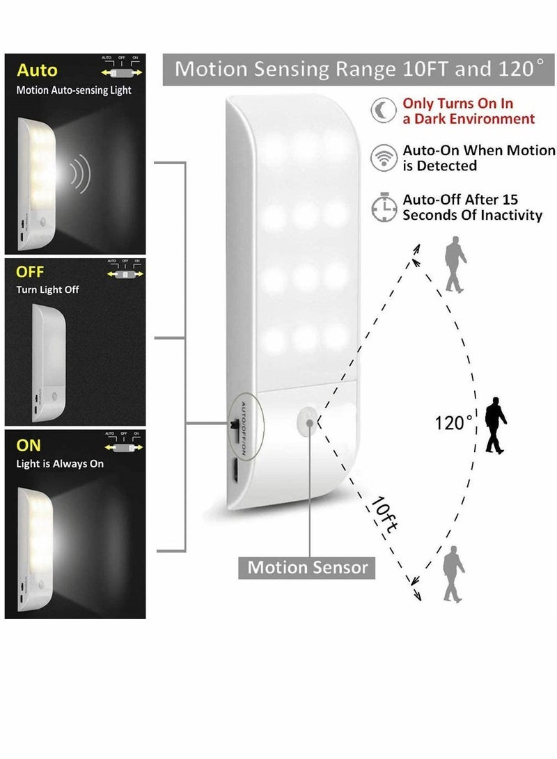 Y&D Motion Sensor Light, Cupboard Night Light With Usb Rechargeable Battery, Installed By Removable Magnetic Strip, Suitable For Wardrobe, Cabinet, Closet, Kitchen, Stairs 2 Pack - Image 4