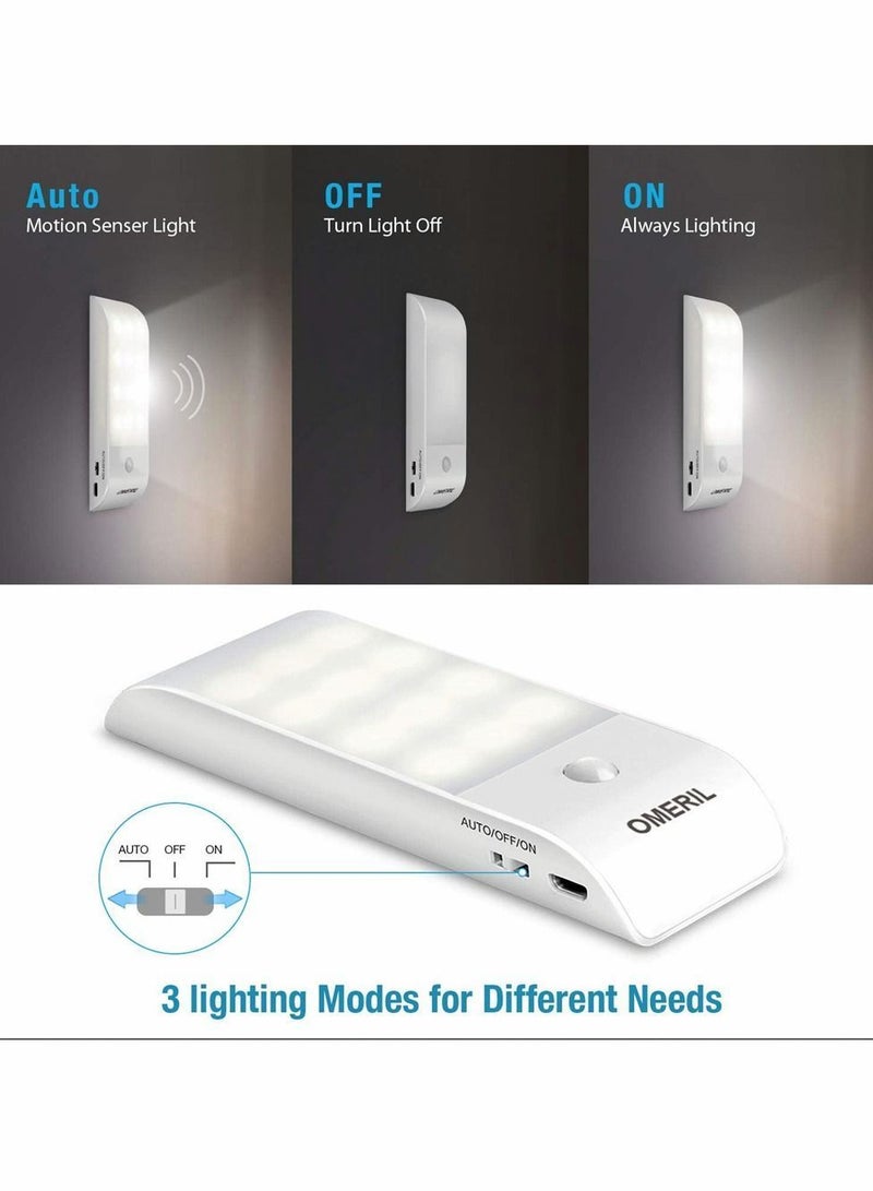 Y&D Motion Sensor Light, Cupboard Night Light With Usb Rechargeable Battery, Installed By Removable Magnetic Strip, Suitable For Wardrobe, Cabinet, Closet, Kitchen, Stairs 2 Pack - Image 2