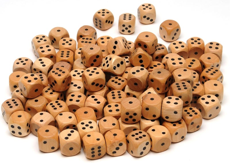 WE Games Wooden Dice Set with Rounded Corners - Pack of 100 Bulk Dice, 16mm Dice, Black Pips for Board Games, Gaming Dice Sets, Standard 6 Sided Dice Set for Adults - Image 1