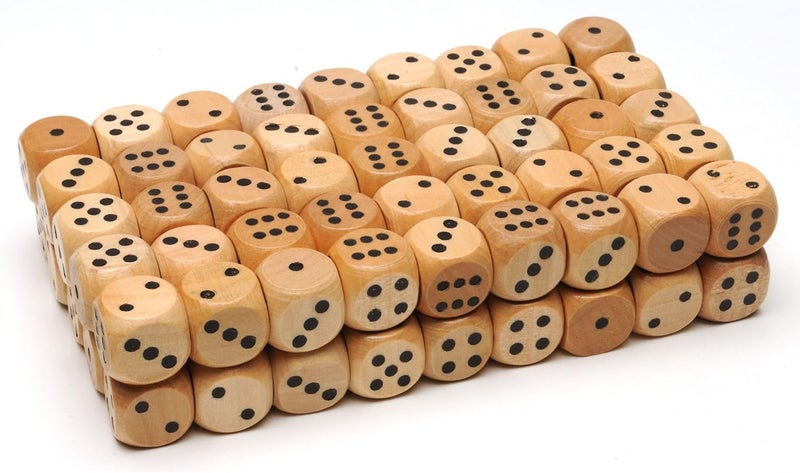 WE Games Wooden Dice Set with Rounded Corners - Pack of 100 Bulk Dice, 16mm Dice, Black Pips for Board Games, Gaming Dice Sets, Standard 6 Sided Dice Set for Adults - Image 2