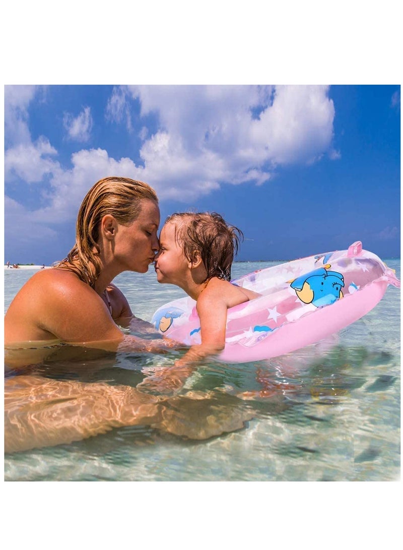 واي آند دي Swimming Ring Baby Inflatable Seat, Pool with Float Summer Boys Girls, Toys Cartoon for Kids Toddles Aged 9-36 Months (Pink) - Image 2