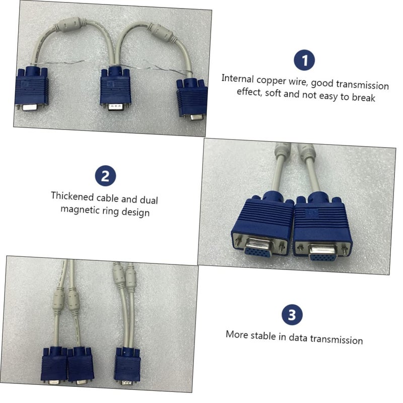 COHEALI 2 حزمة كابل مقسم VGA إلى VGA لشاشات LCD والتلفزيون - Image 5