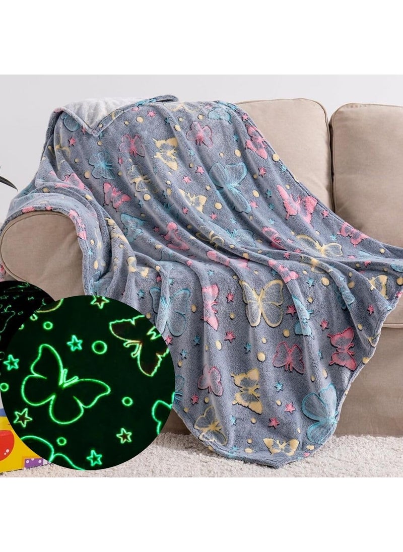 Planet of Toys - Glow in Dark Blanket for Kids Girls & Boys & Cozy Warm Blanket for Babys | Super Soft Microfiber, Soft, Breathable, Non Toxic, Warm Kids Printed Blanket (Butterfly Blanket) - Image 1