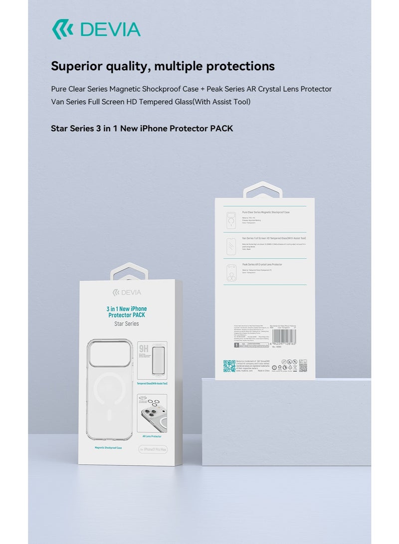 devia iPhone 17 Pro Max Protection Package - 3 in 1 Clear Magnetic Case + Full Screen Glass + Lens Protector - Magnetic Support Compatible with Wireless Charging and Easy and Quick Installation with the Included Helping Tools - Image 4