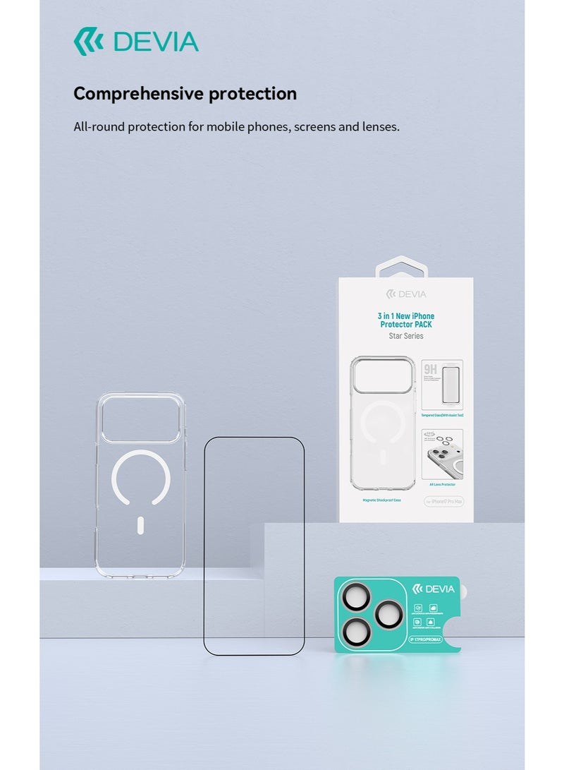 devia iPhone 17 Pro Max Protection Package - 3 in 1 Clear Magnetic Case + Full Screen Glass + Lens Protector - Magnetic Support Compatible with Wireless Charging and Easy and Quick Installation with the Included Helping Tools - Image 5
