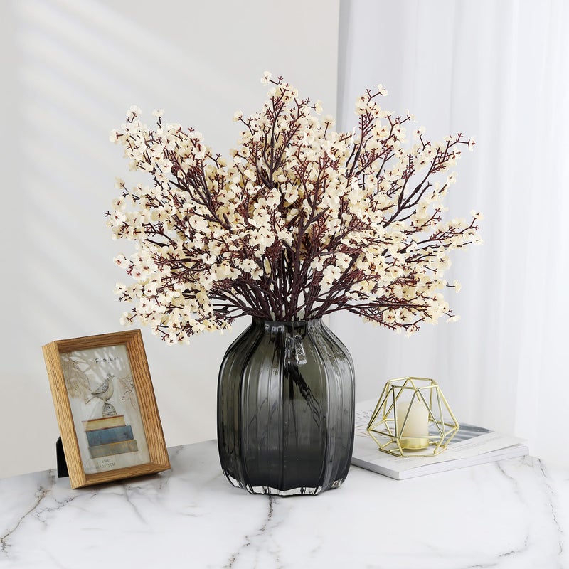 JAKY Global JAKY-Global Babys Breath Fabric Cloth Artificial Flowers 6 Bundle European Fake Silk Plants Decor Wedding Party Decoration Bouquets Real Touch DIY Home Garden (Champagne) - Image 2